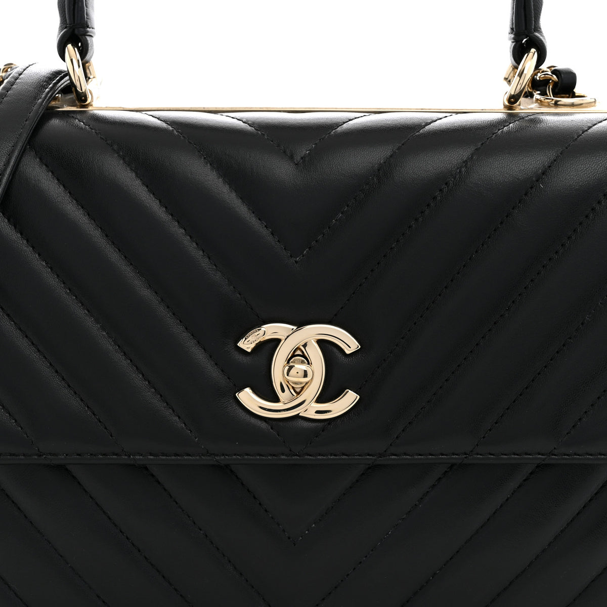 Chanel Lambskin Chevron Quilted Medium Trendy CC Dual Handle Flap Bag Black 8 of 13