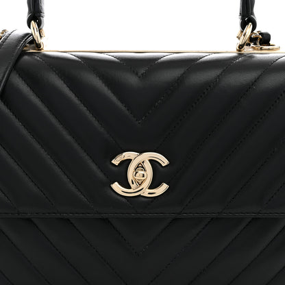 Chanel Lambskin Chevron Quilted Medium Trendy CC Dual Handle Flap Bag Black 8 of 13