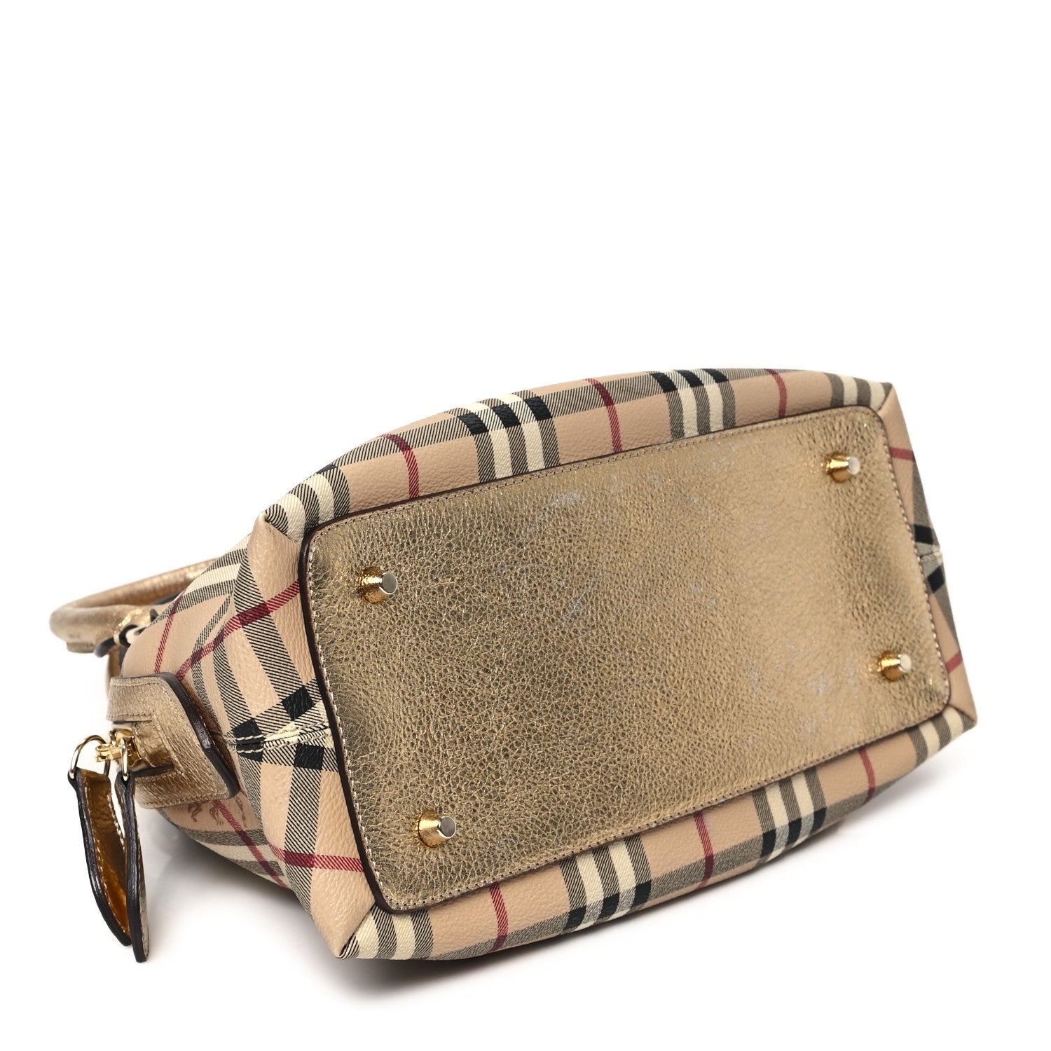 Burberry Haymarket Check Thornley Satchel Gold 4 of 11