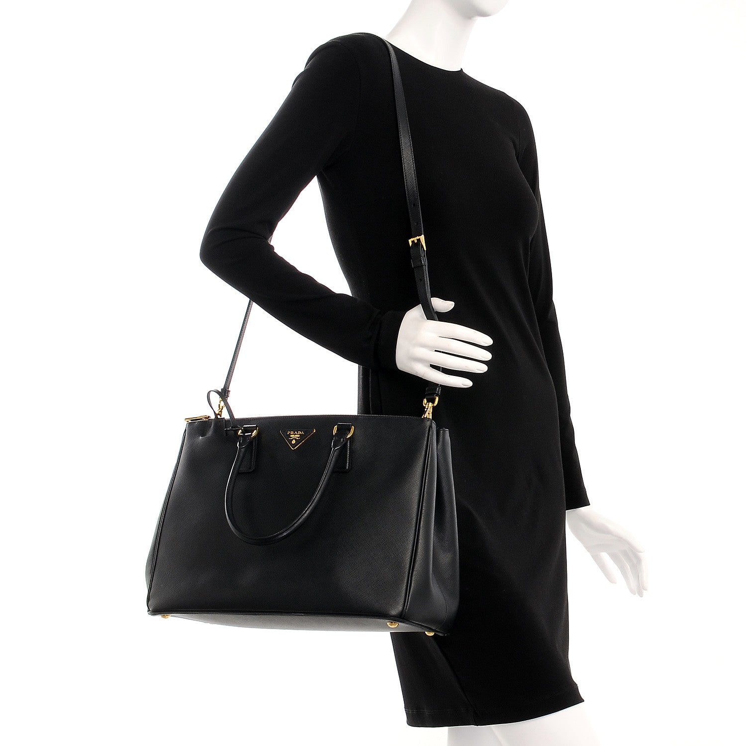 Prada Saffiano Large Galleria Double Zip Tote Black 2 of 8