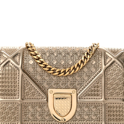 Christian Dior Metallic Patent Micro-Cannage Baby Diorama Flap Bag Gold 8 of 11