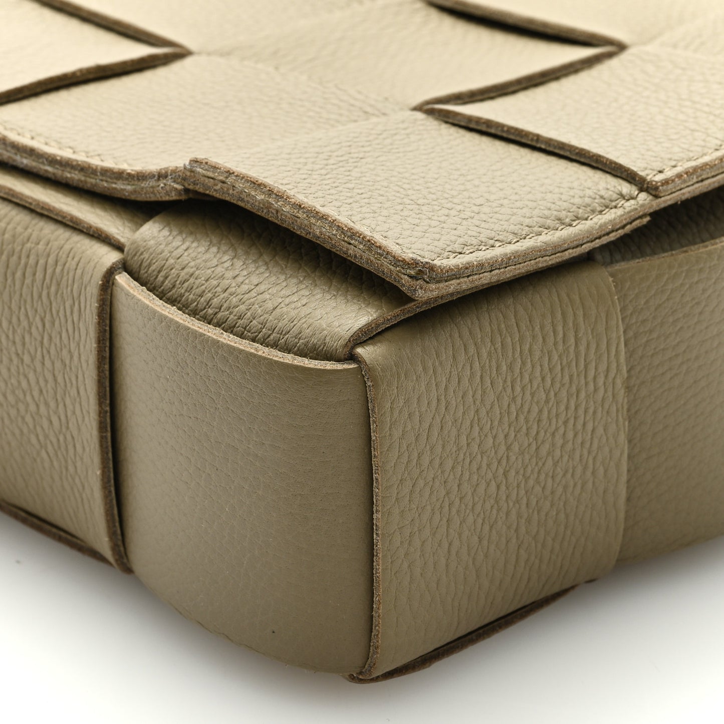Grained Calfskin Maxi Intrecciato Cassette Crossbody Bag Taupe