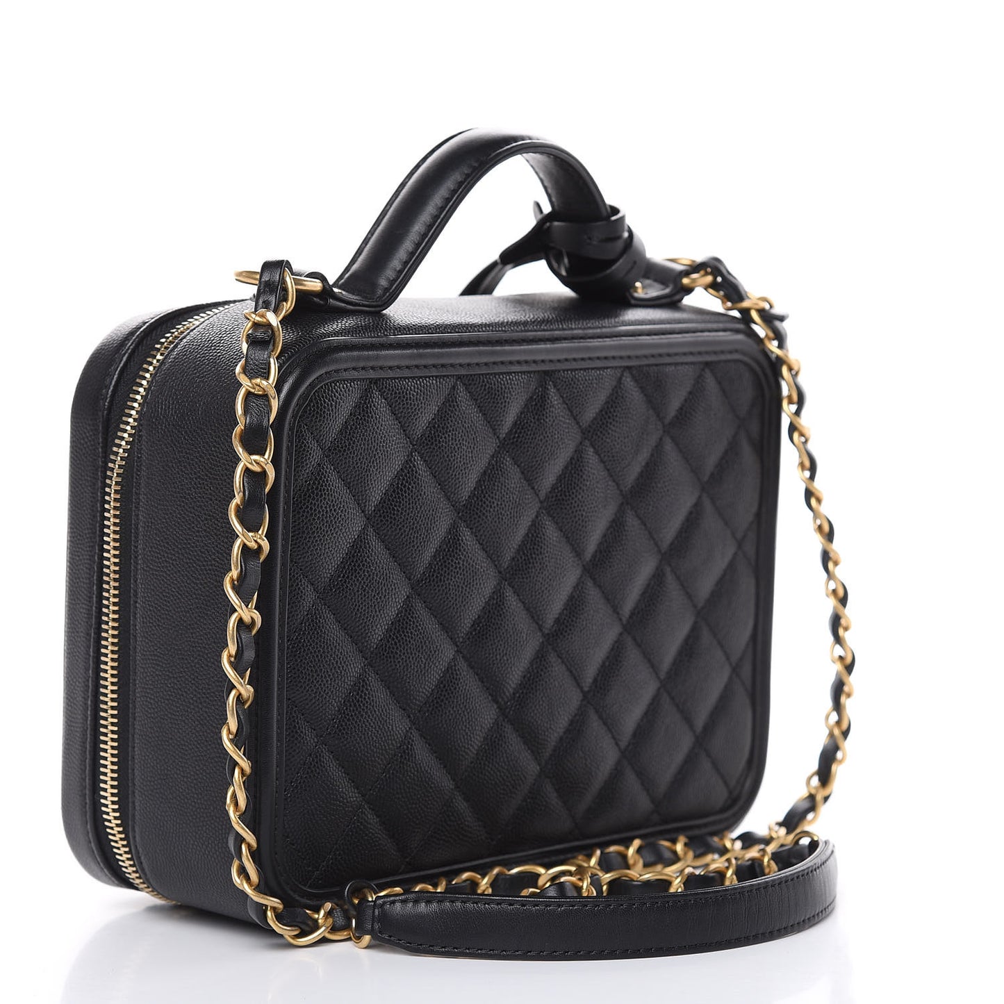 Caviar Quilted Medium CC Filigree Vanity Case Black