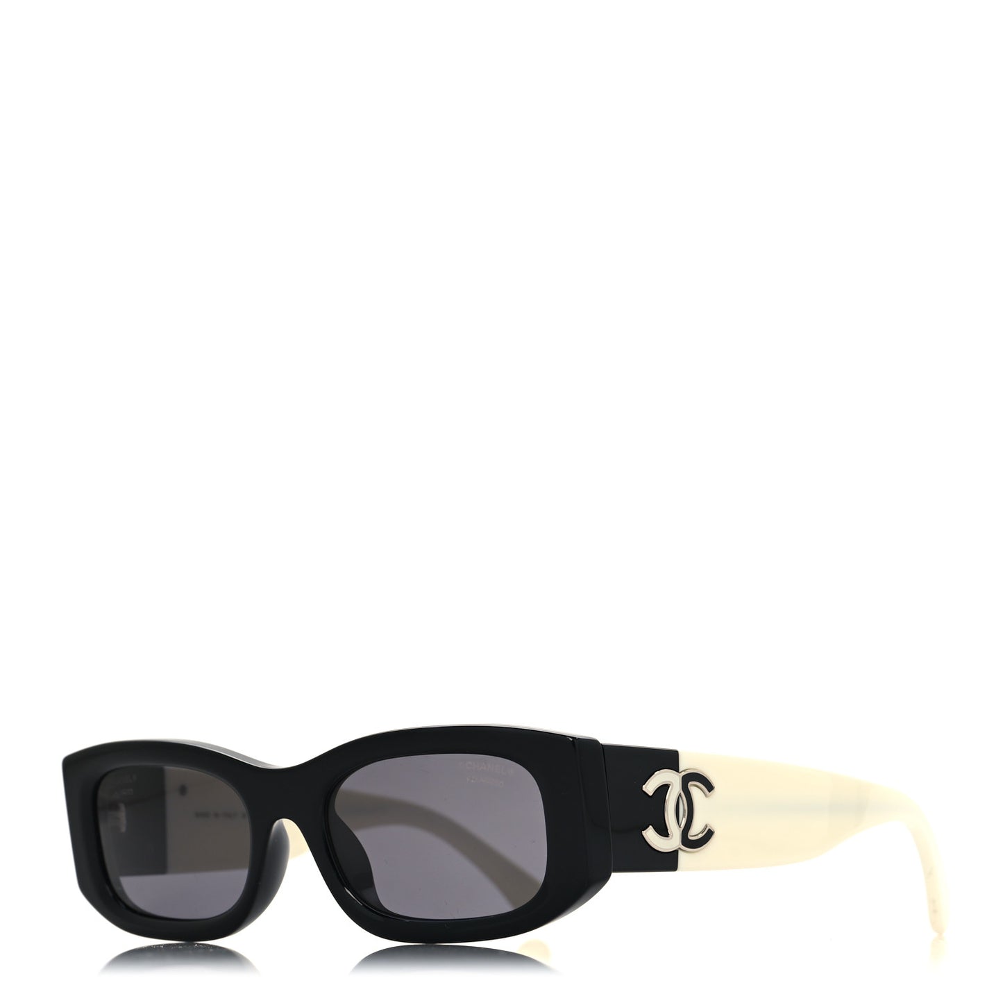 Acetate Rectangle Sunglasses 5525 Black White
