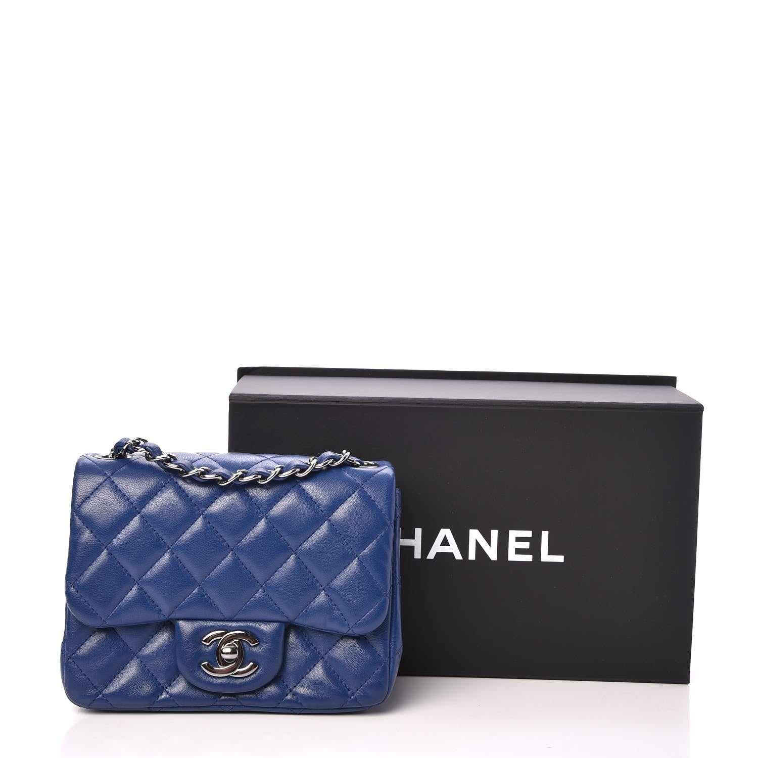 Chanel Lambskin Quilted Mini Square Flap Blue 8 of 8
