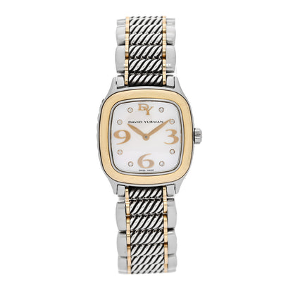 David Yurman Stainless Steel 18K Yellow Gold Diamond Mother of Pearl 25mm Thoroughbred Quartz Watch 1 of 4