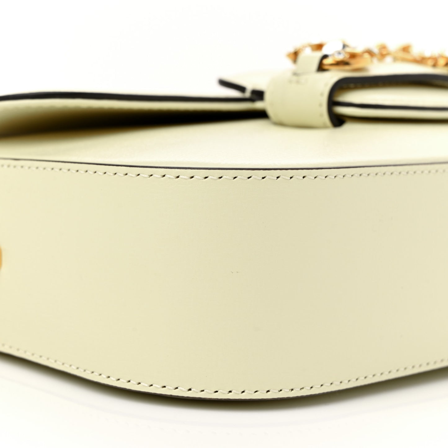 Azalea Calfskin Crystal Small Horsebit 1955 Chain Shoulder Bag White