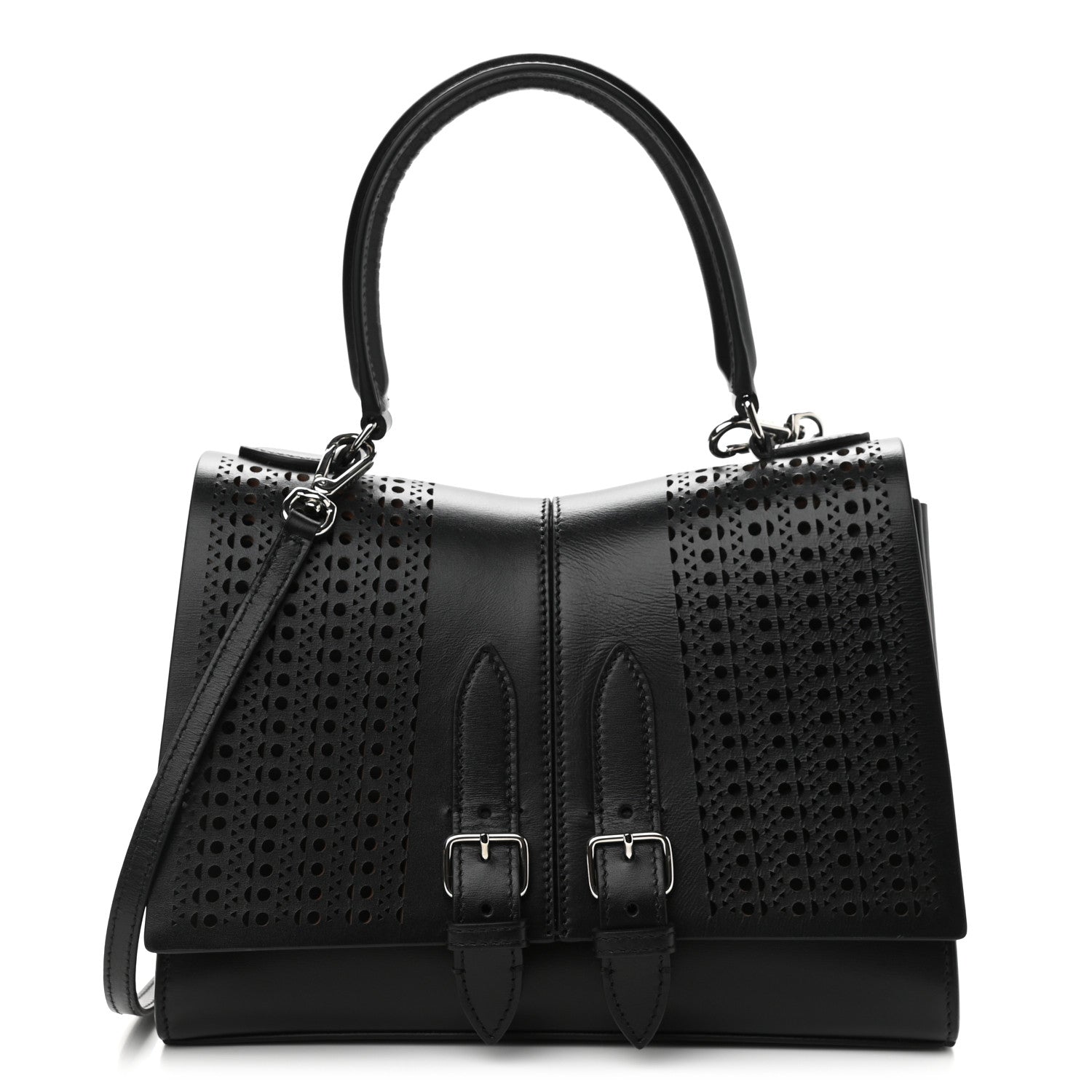 Alaia Calfskin Lux Laser Cut Mini Bellechasse 25 Top Handle Bag Black 1 of 10