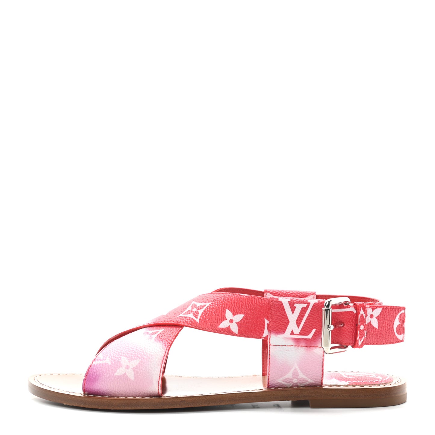 Monogram Escale Palma Flat Sandals 37.5 Rouge