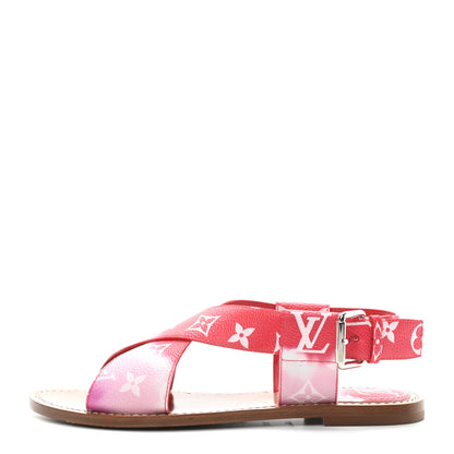 Louis Vuitton Monogram Escale Palma Flat Sandals 37.5 Rouge 1 of 6