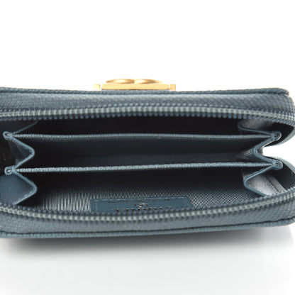 Chanel Caviar Quilted Boy Zip Around Coin Purse Wallet Blue 5 of 8