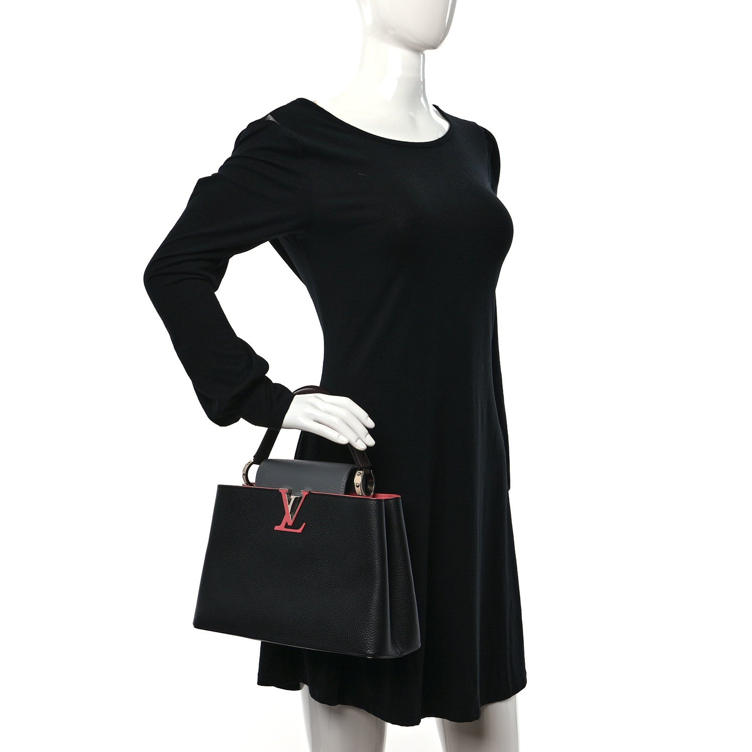 Louis Vuitton Taurillon Capucines MM Black Multicolor 2 of 8