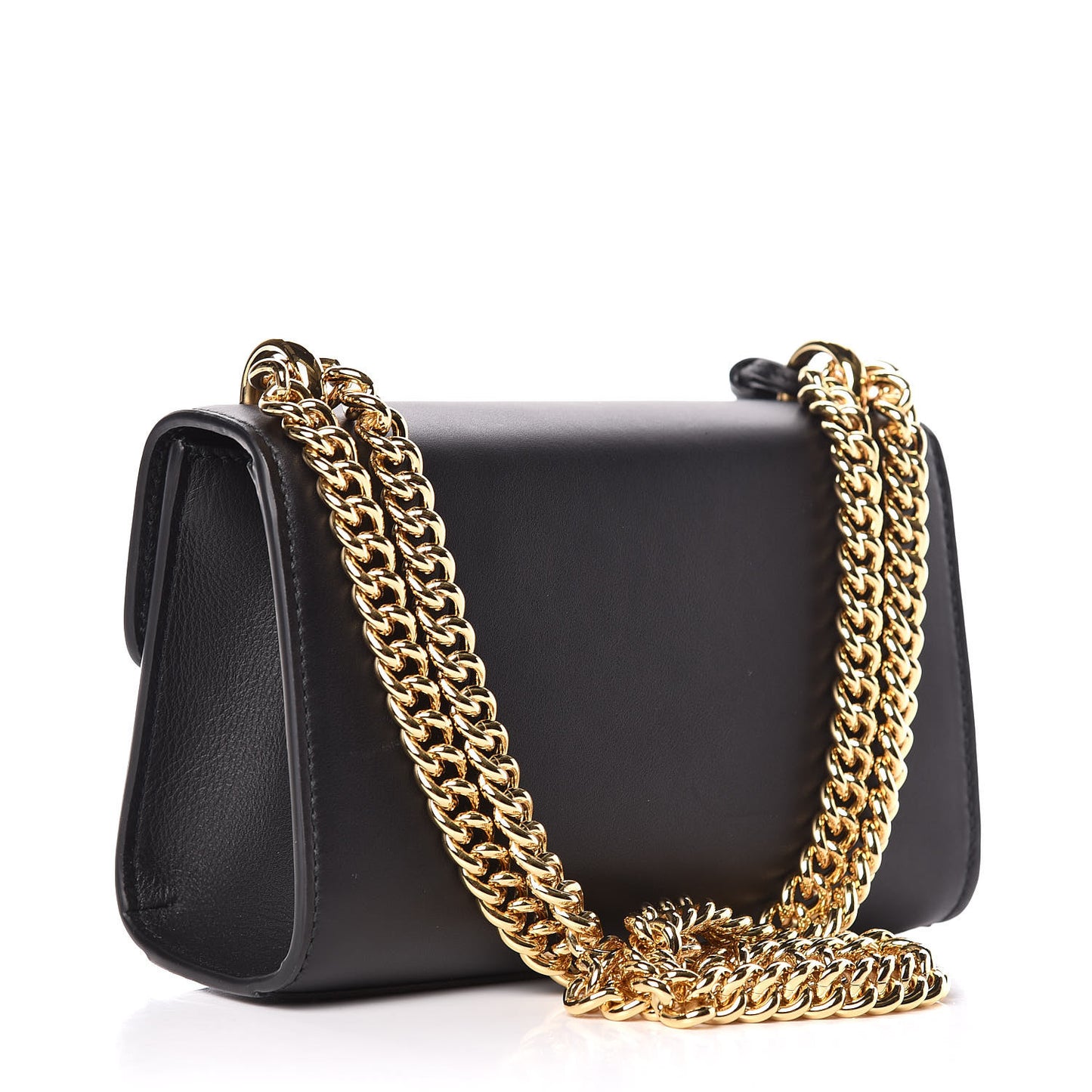 Calfskin Strawberry Embroidered Small Padlock Shoulder Bag Black