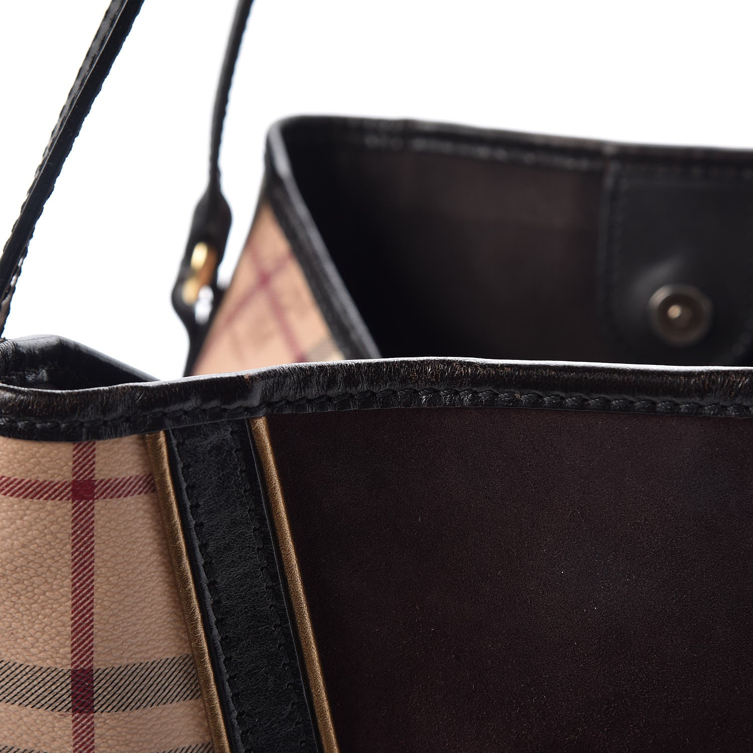 Burberry Suede Haymarket Check Colorblock Small Canterbury Tote Dark Brown 13 of 14