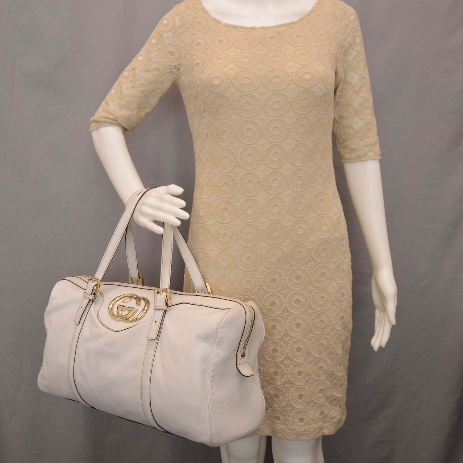 Gucci Leather Britt Large Boston White 2 of 14