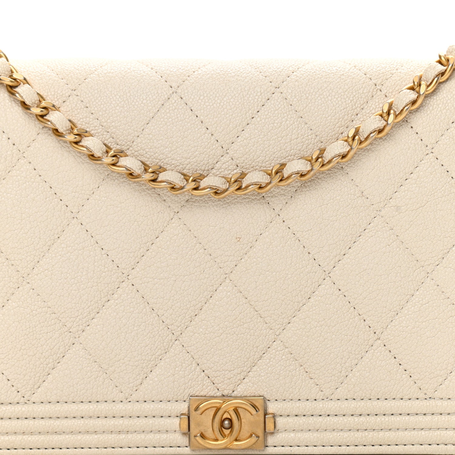Chanel Caviar Quilted Boy Wallet On Chain WOC White 9 of 16