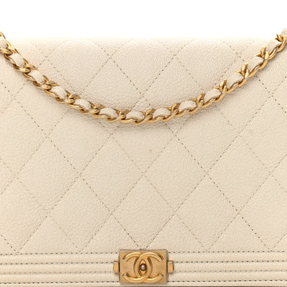 Chanel Caviar Quilted Boy Wallet On Chain WOC White 9 of 16