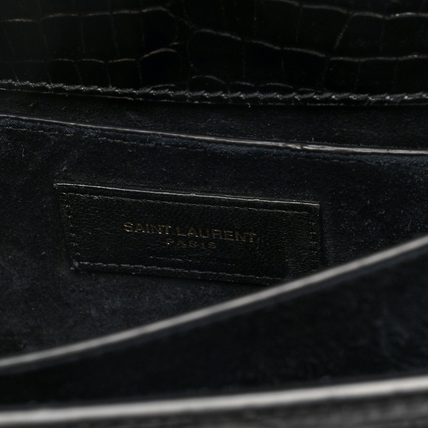 Calfskin Crocodile Embossed Medium Monogram Sunset Black