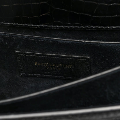 Saint Laurent Calfskin Crocodile Embossed Medium Monogram Sunset Black 6 of 9