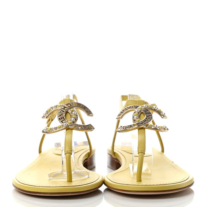 Chanel Lambskin CC Logo Thong Sandals 36 Yellow 2 of 7
