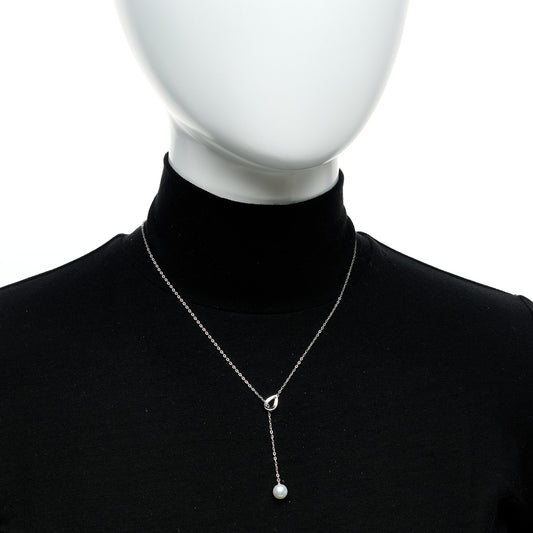 Silver Akoya Cultured Pearl 9mm Lariat Necklace