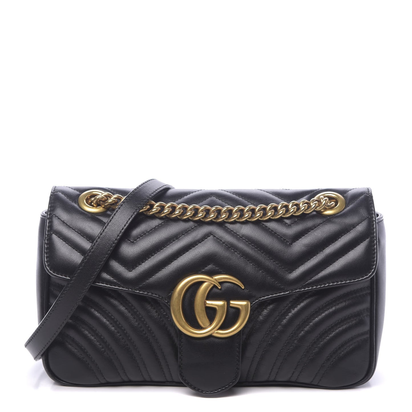 Calfskin Matelasse Small GG Marmont Shoulder Bag Black