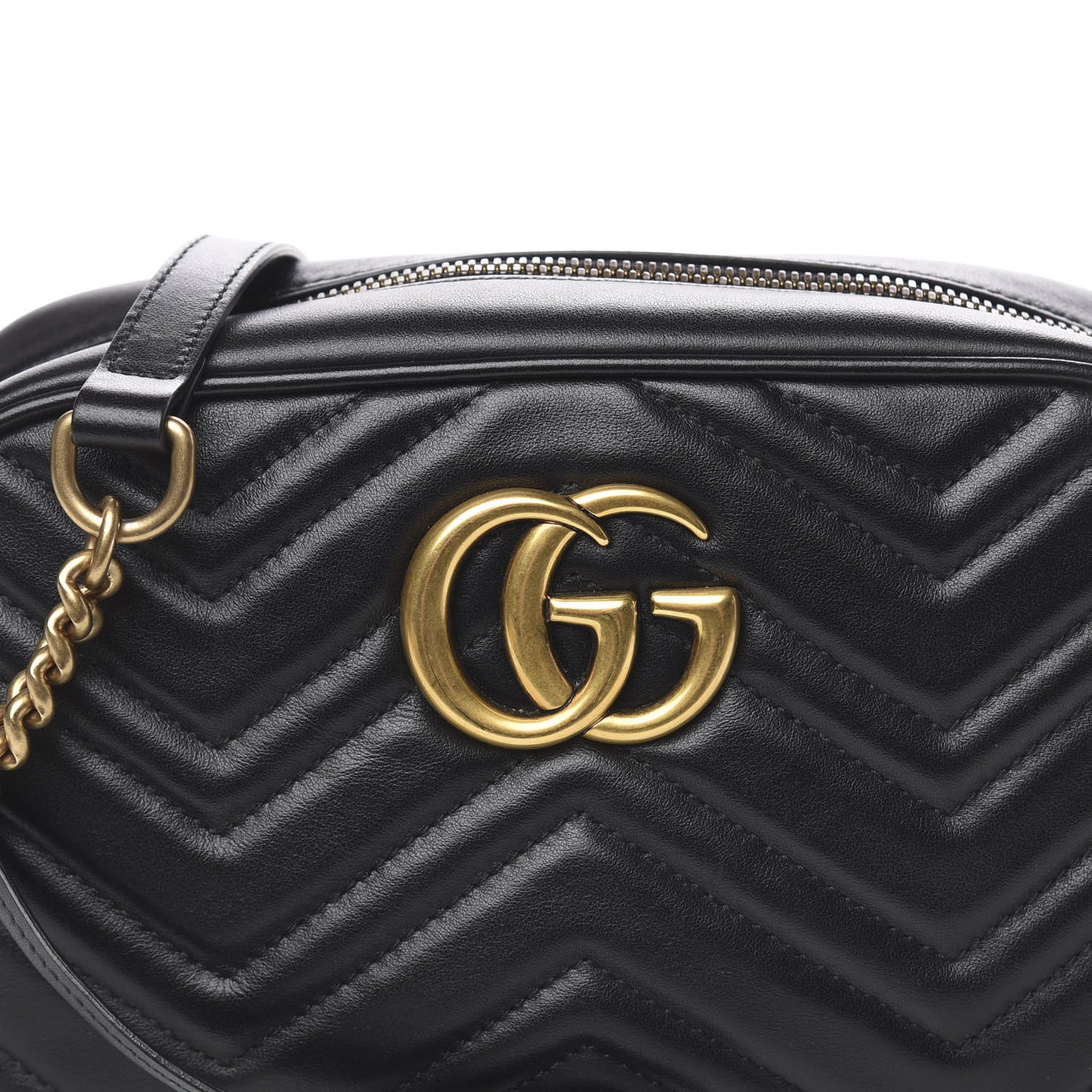 Calfskin Matelasse Small GG Marmont Chain Shoulder Bag Black