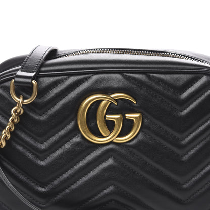 Gucci Calfskin Matelasse Small GG Marmont Chain Shoulder Bag Black 9 of 9