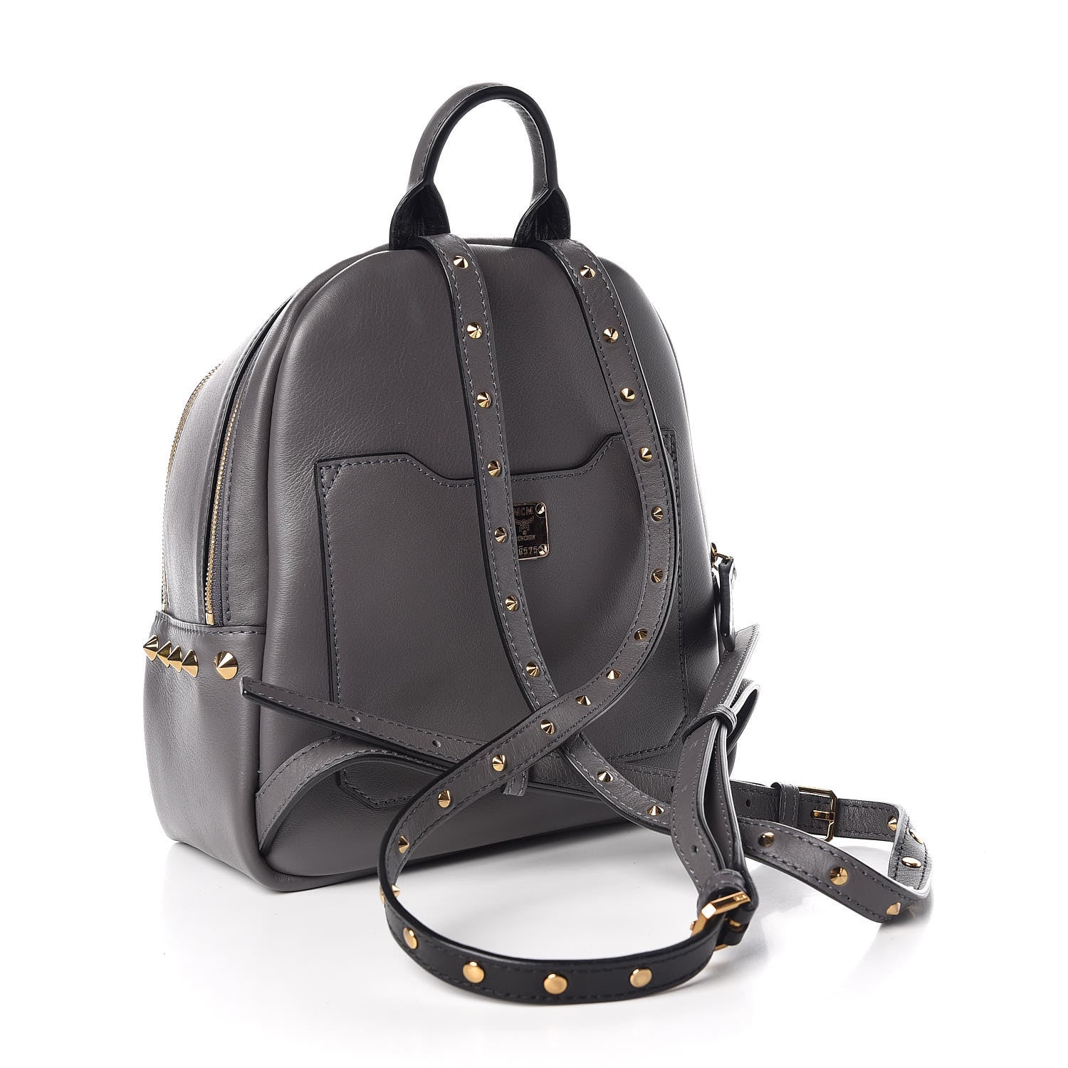 MCM Calfskin Mini Duchess Polke Studs Backpack Grey 3 of 10