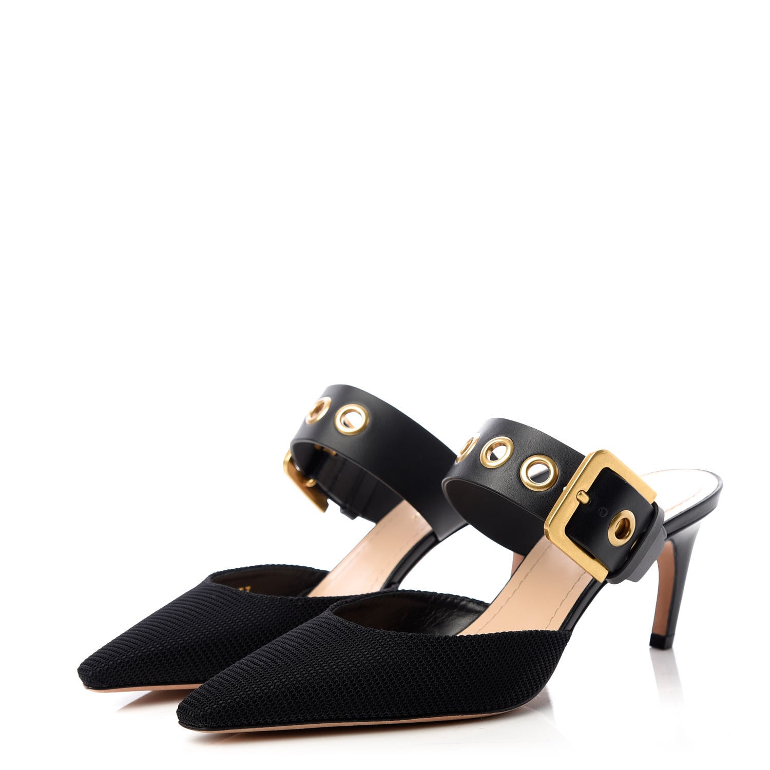 Christian Dior Technical Fabric Calfskin D-Dior 65mm Mules 37 Black 3 of 11
