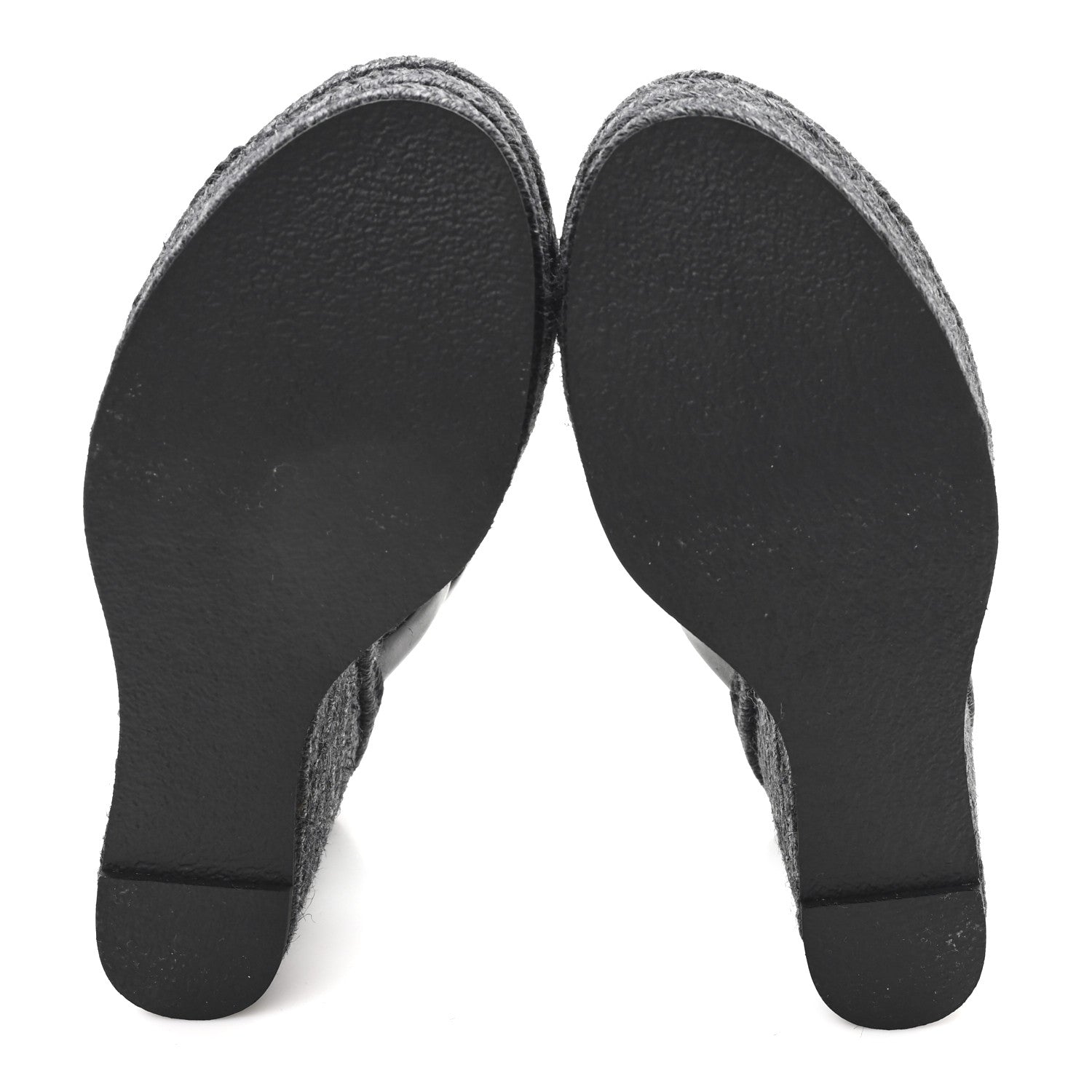 Saint Laurent Calfskin Tribute 95 Platform Espadrille Wedge Sandals 37 Black 6 of 9