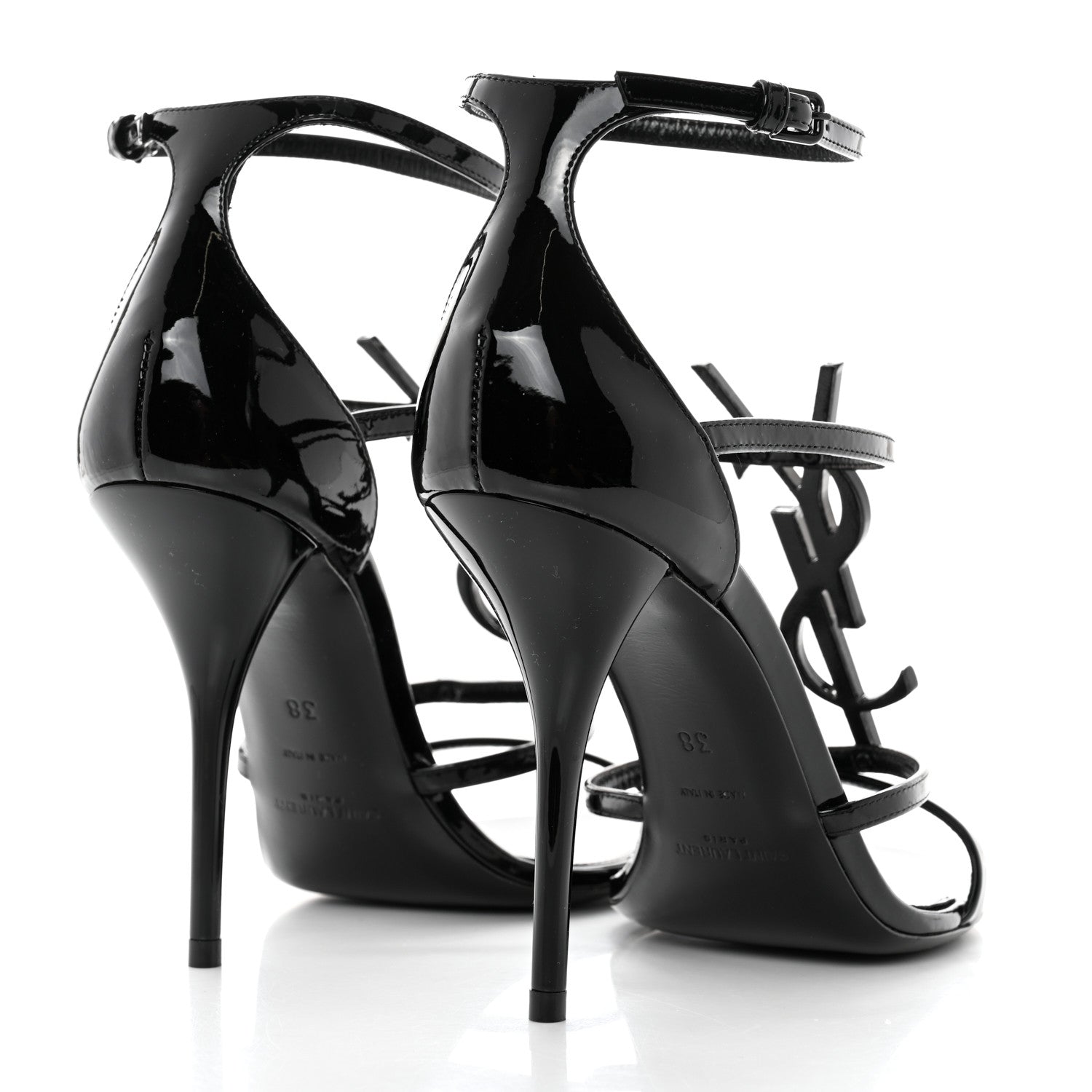 Saint Laurent Patent Cassandra 100 Sandals 38 Black 4 of 8