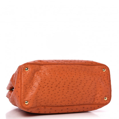 Prada Ostrich Double Zip Tote Papaya 4 of 14