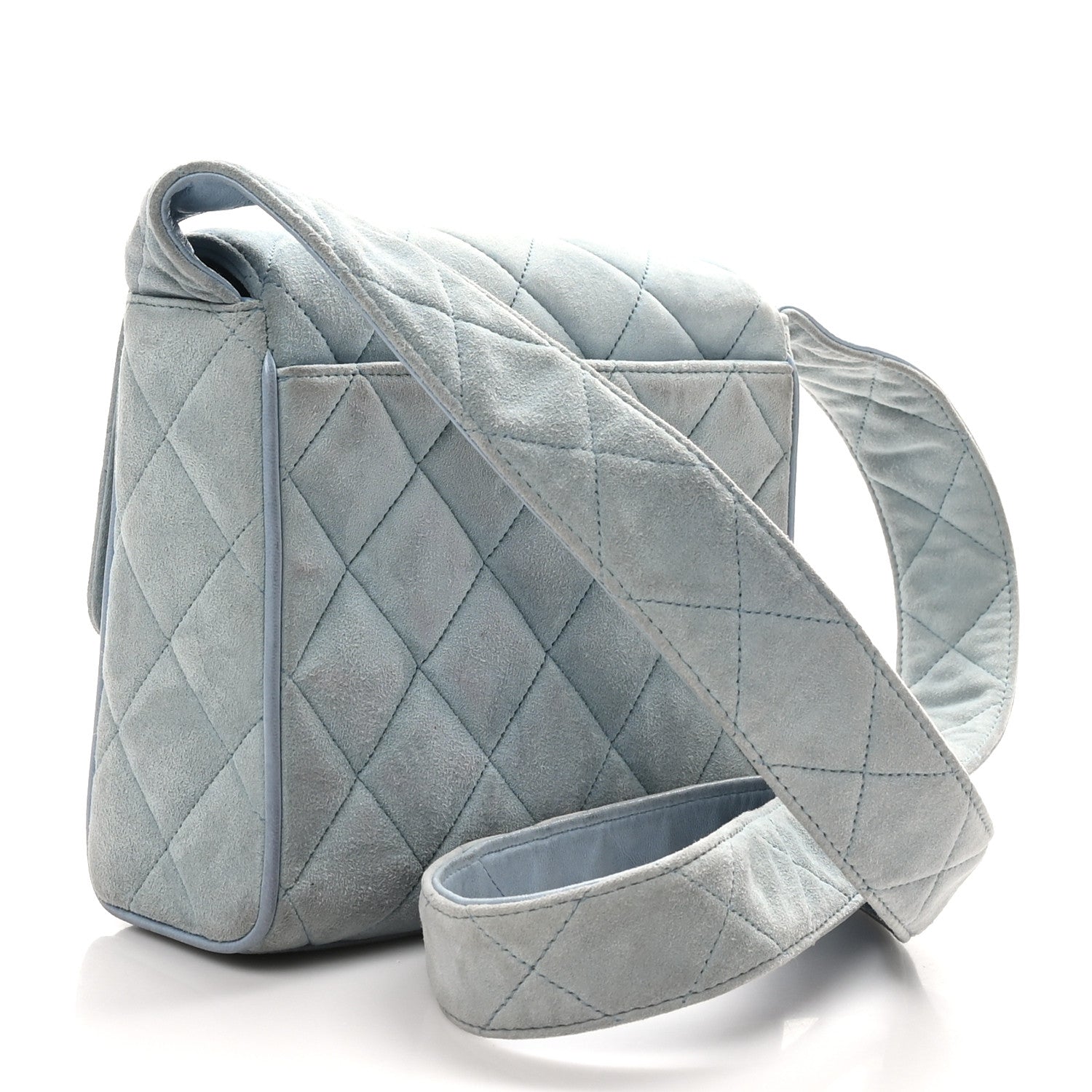 Chanel Suede Small Messenger Flap Light Blue 3 of 12