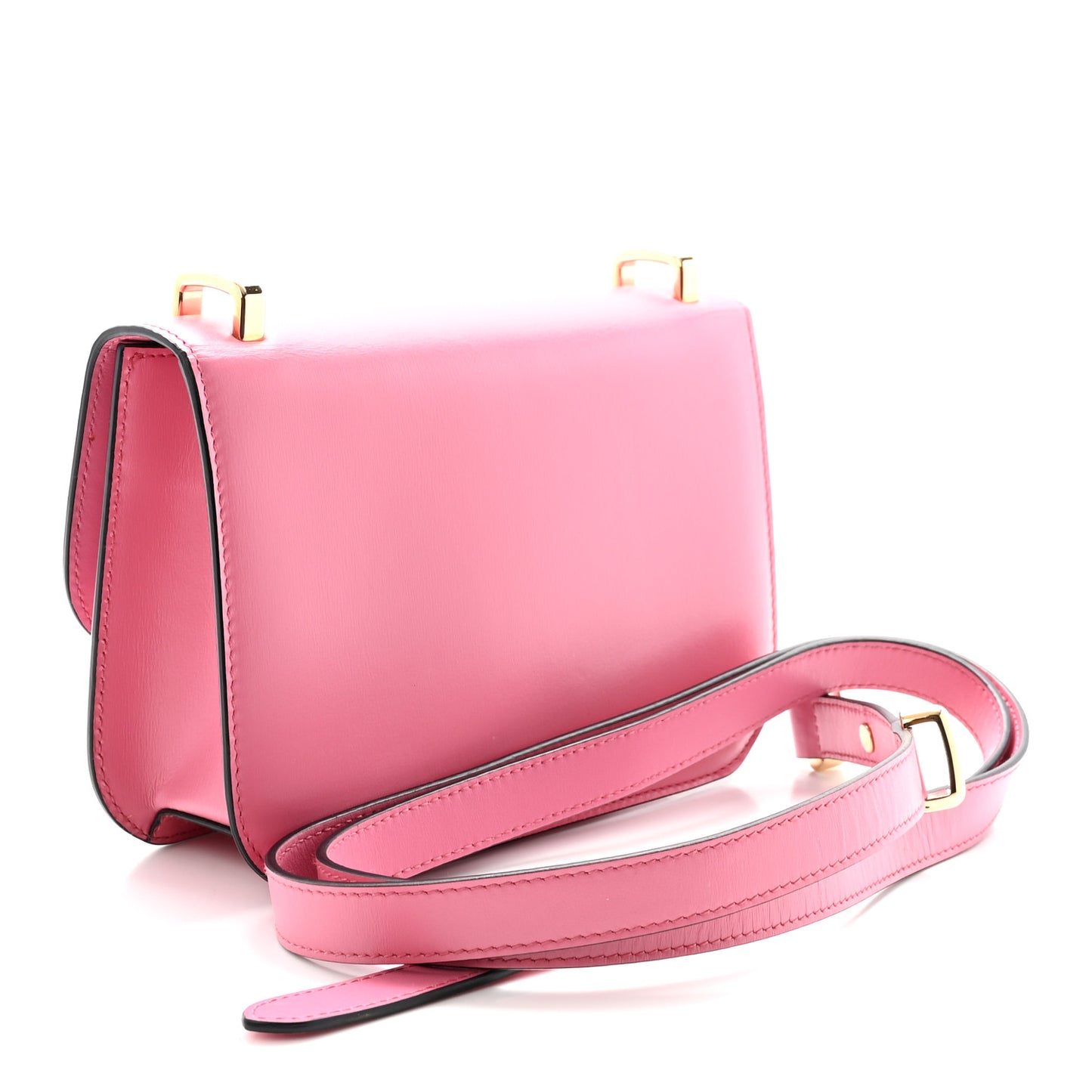 Box Calfskin Triangle Embleme Flap Shoulder Bag Begonia
