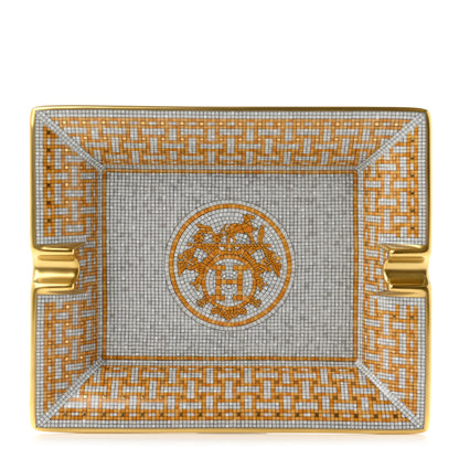 Hermes Porcelain Mosaique Au 24 Gold Ashtray 1 of 6