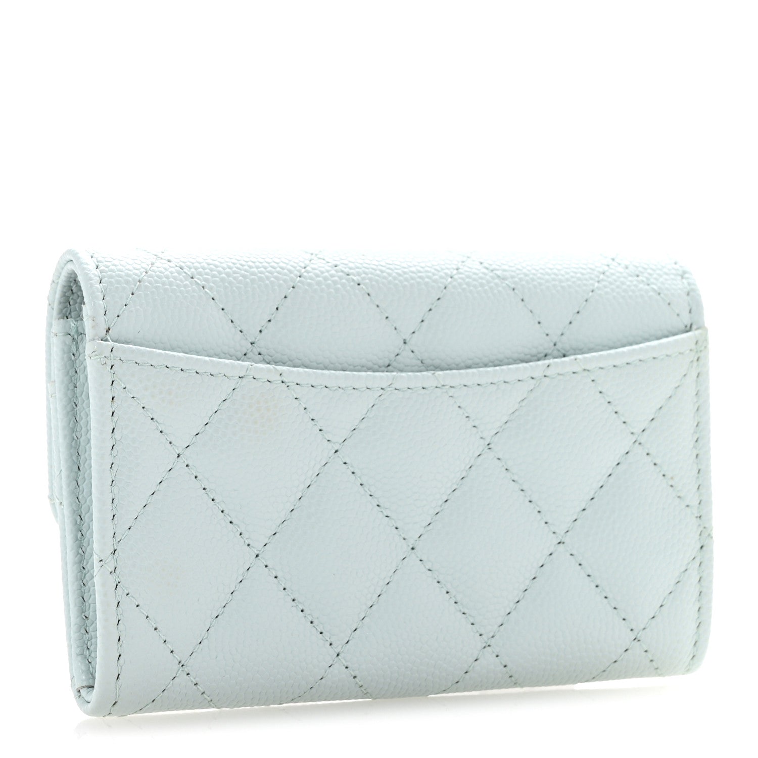 Chanel Caviar Quilted Flap Card Holder Wallet Light Blue 3 of 7