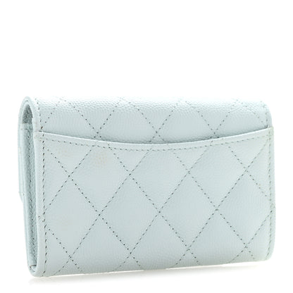 Chanel Caviar Quilted Flap Card Holder Wallet Light Blue 3 of 7
