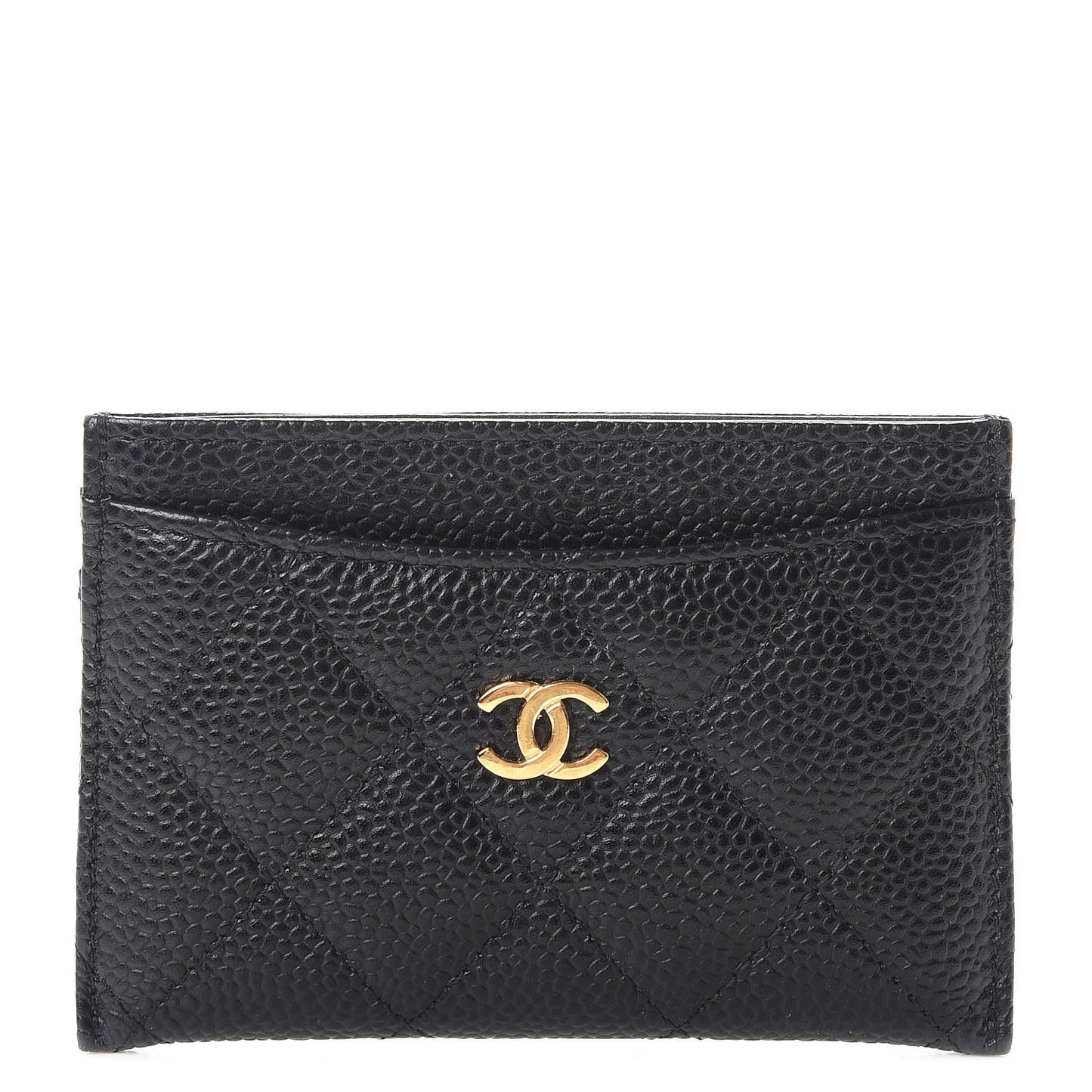 Caviar Quilted Card Holder Black