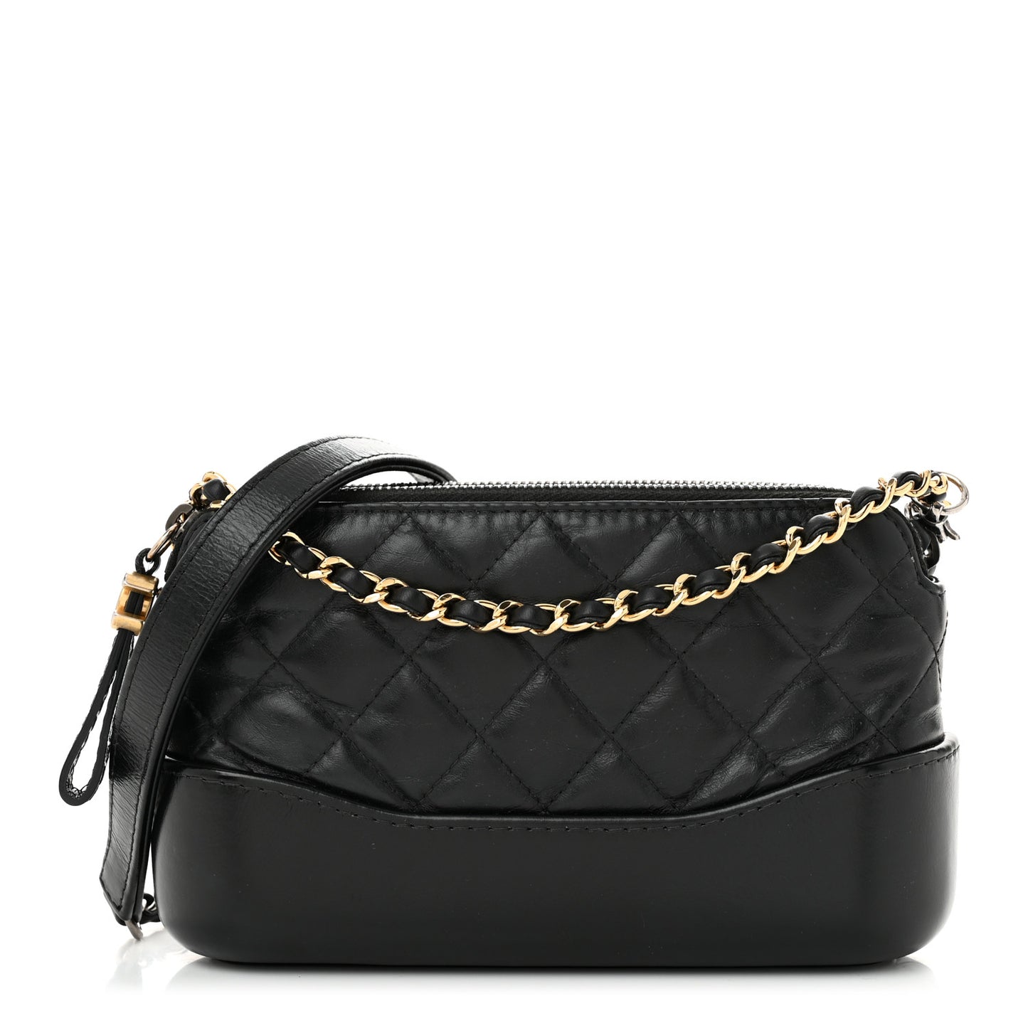 Aged Calfskin Quilted Small Gabrielle Clutch With Chain Black