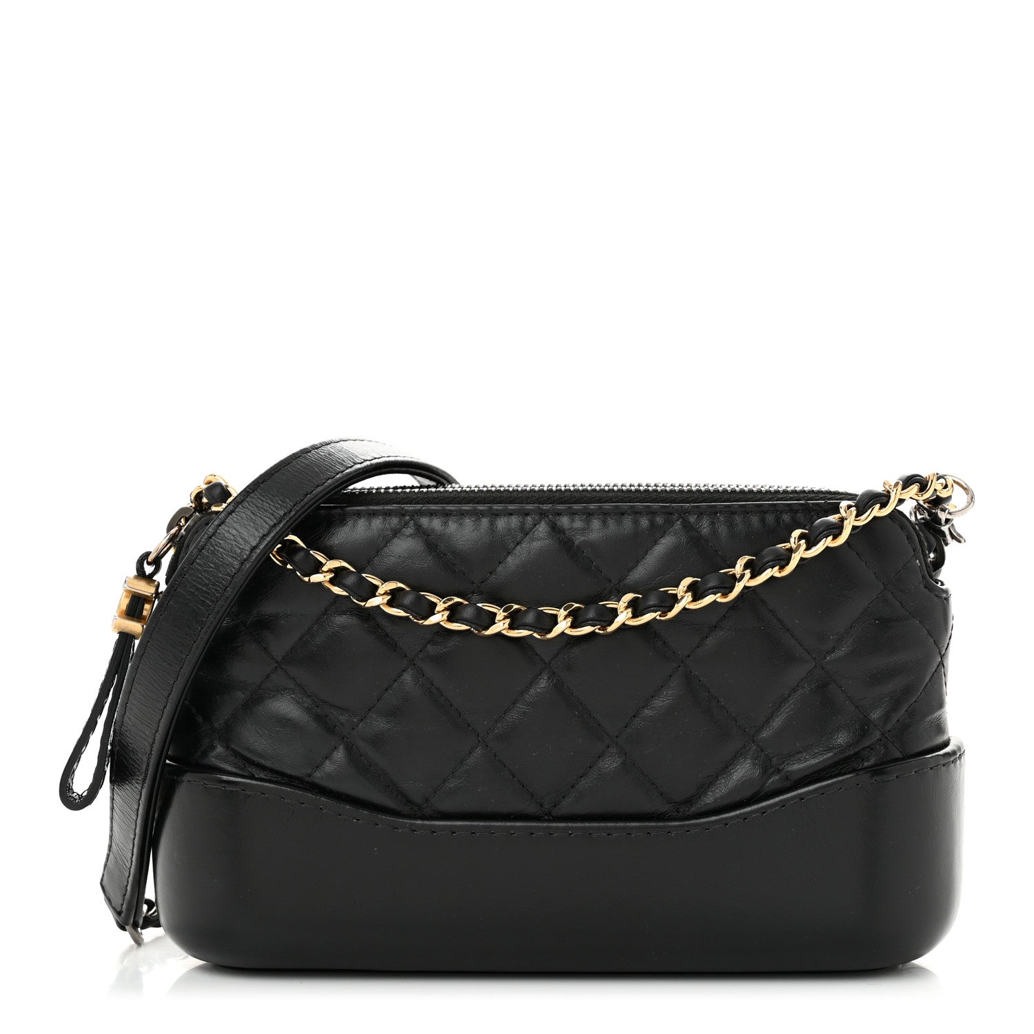 Chanel Aged Calfskin Quilted Small Gabrielle Clutch With Chain Black 1 of 11