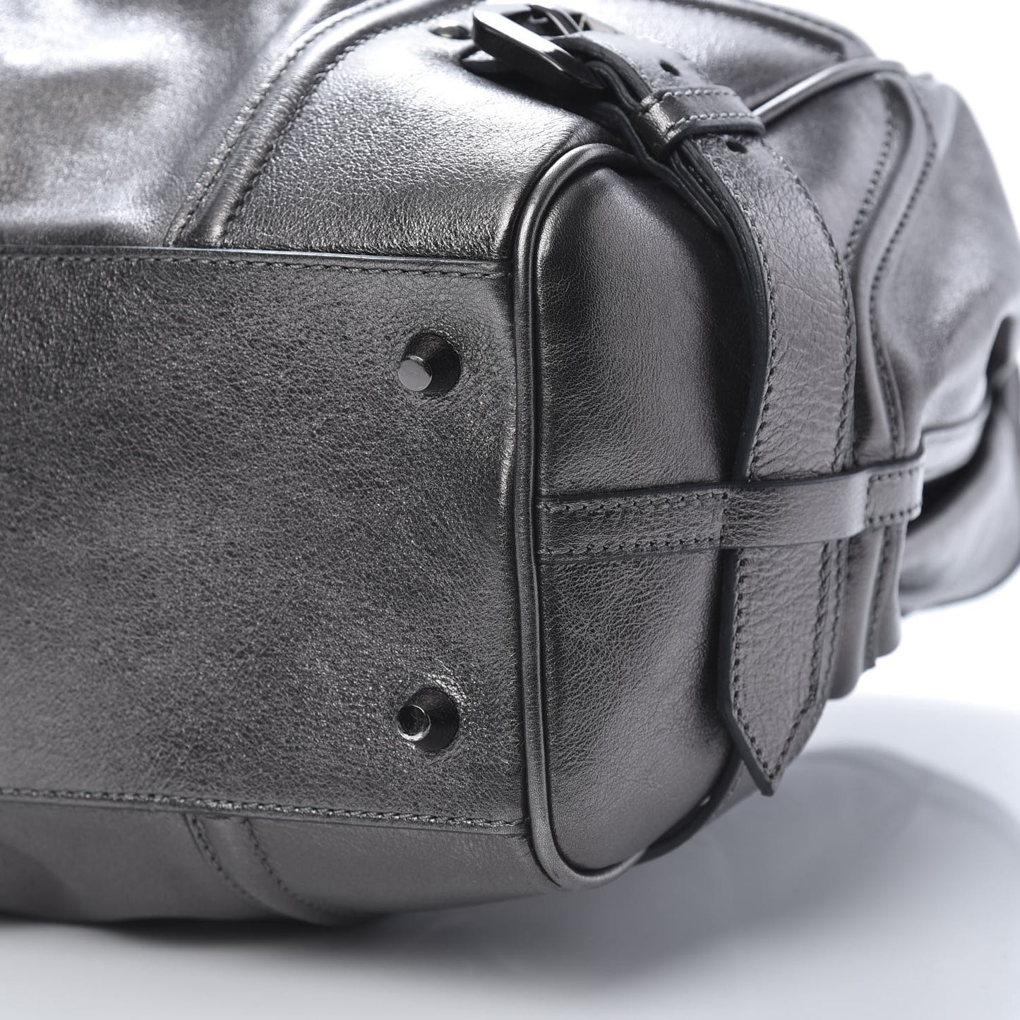 Metallic Calfskin Shoulder Bag Anthracite