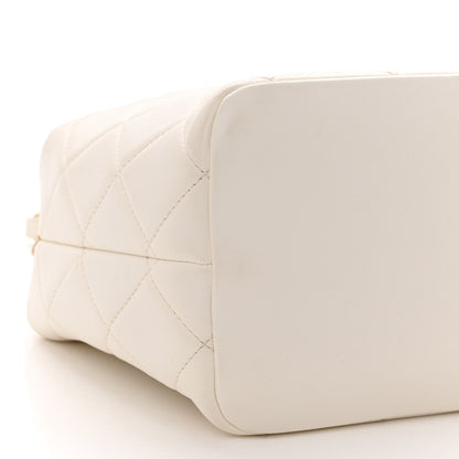 Chanel Lambskin Quilted CC Crystal Signature Chain Hobo White 9 of 15