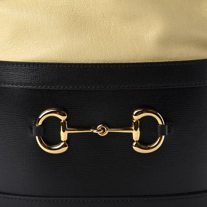 Gucci Azalea Sakai Be Green Calfskin Horsebit 1955 Drawstring Bucket Bag Black Butter 10 of 10