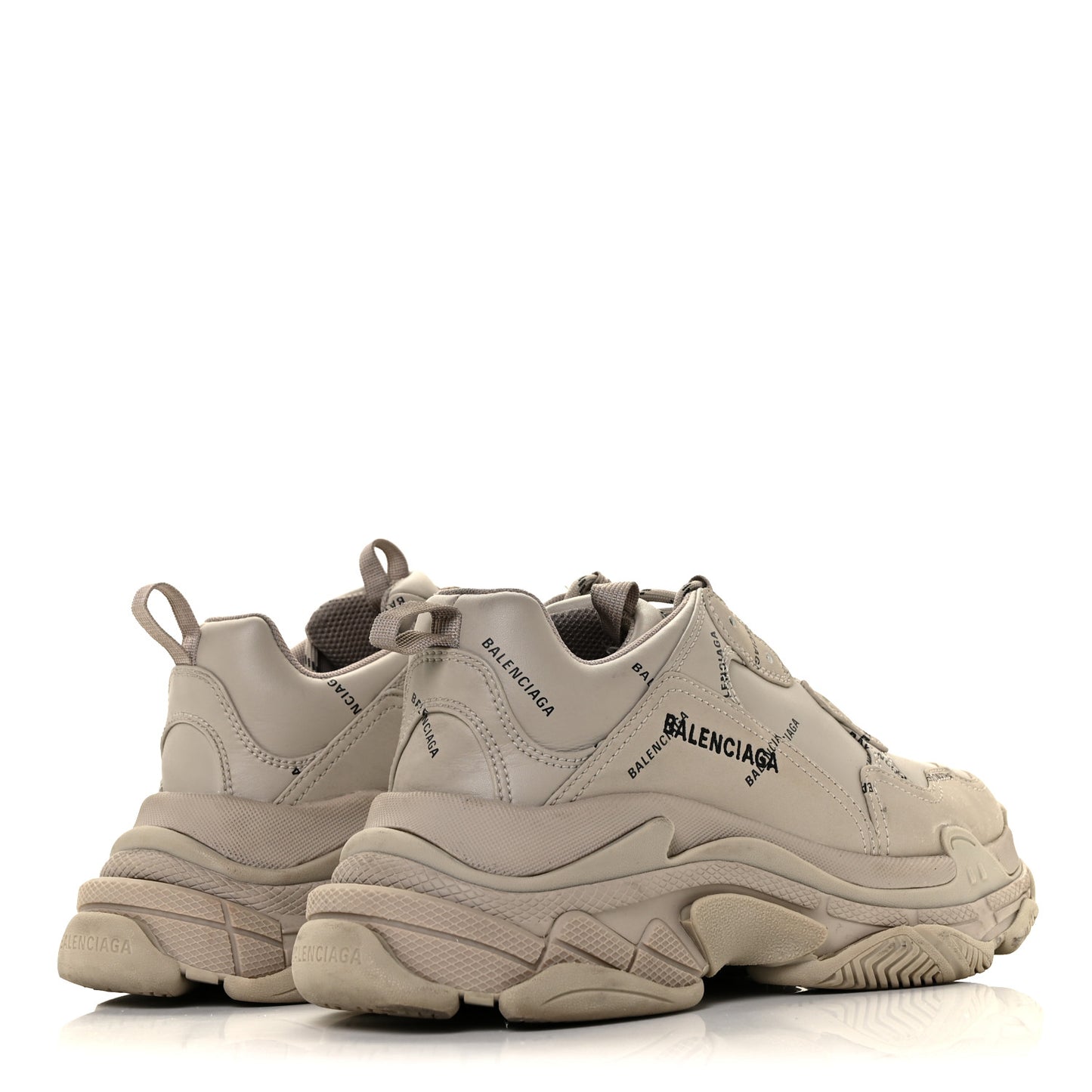 Technical Fabric Allover Logo Mens Triple S Sneakers 40 Beige Black