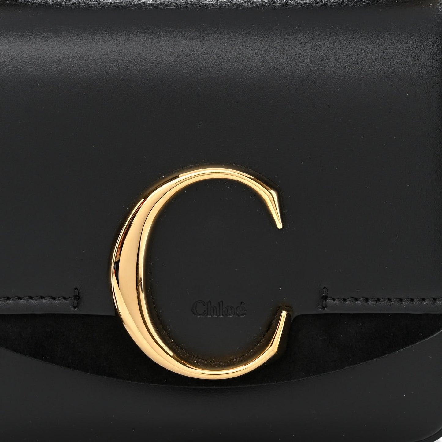 Shiny Calfskin Suede Mini C Double Carry Black