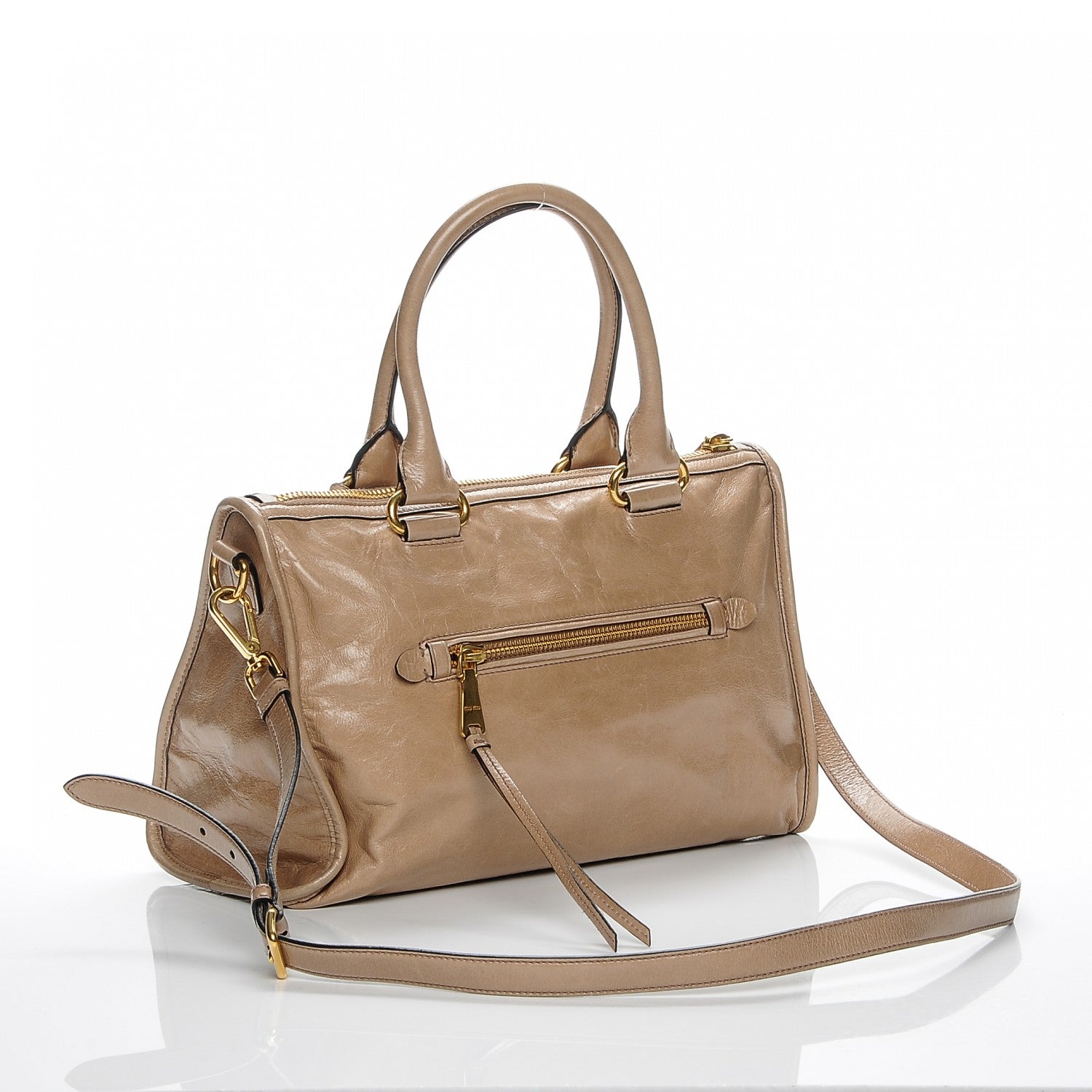 Miu Miu Vitello Shine Zip Tote Cammeo 2 of 10