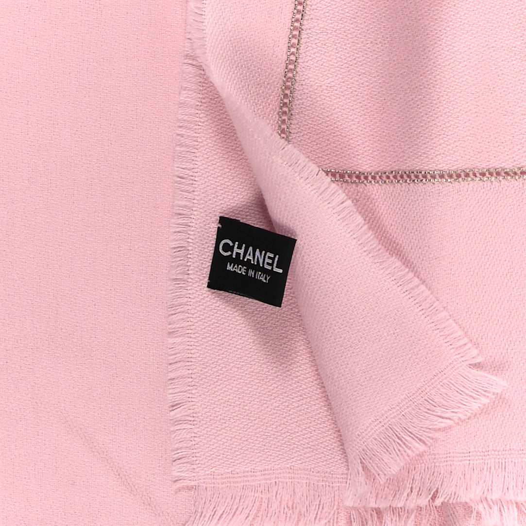 Wool Metal Chain Stole Light Pink