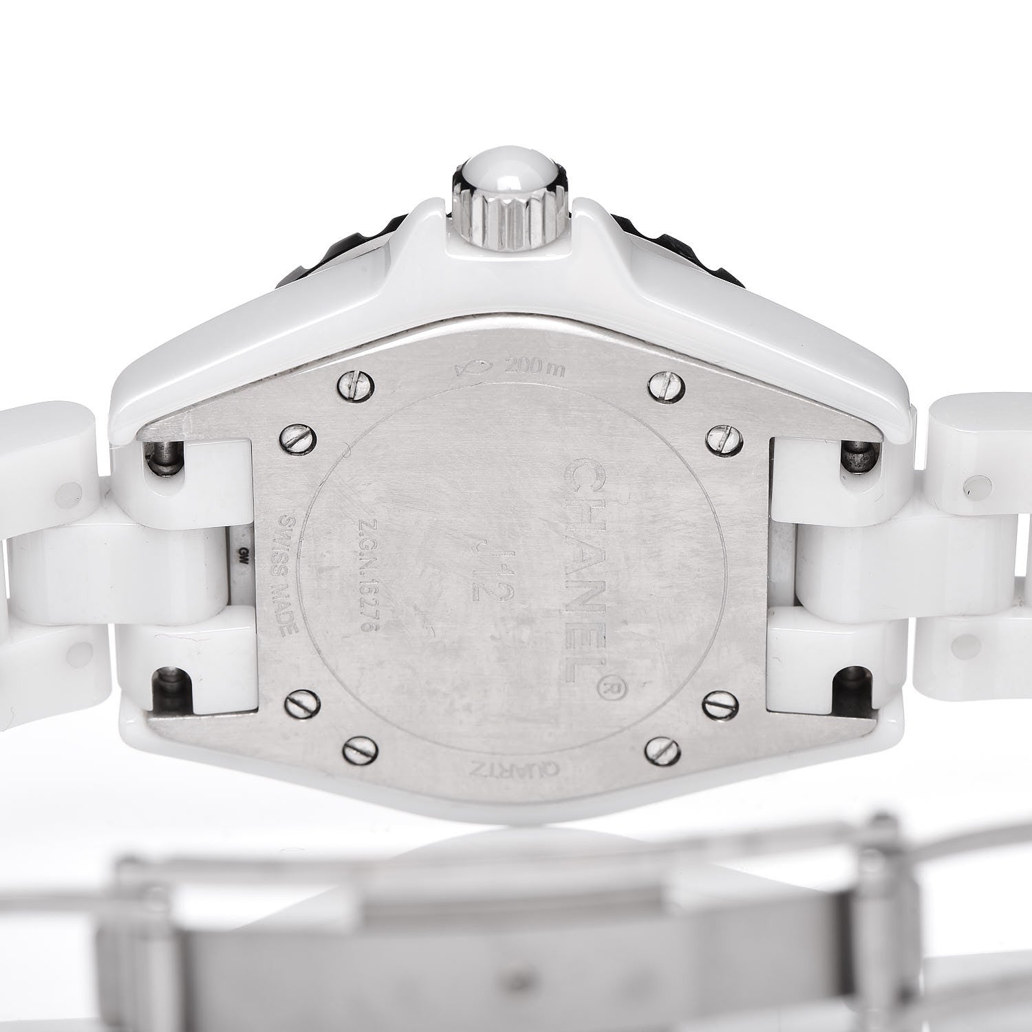 Chanel Stainless Steel Ceramic Diamond 33mm J12 Quartz Watch White 5 of 6