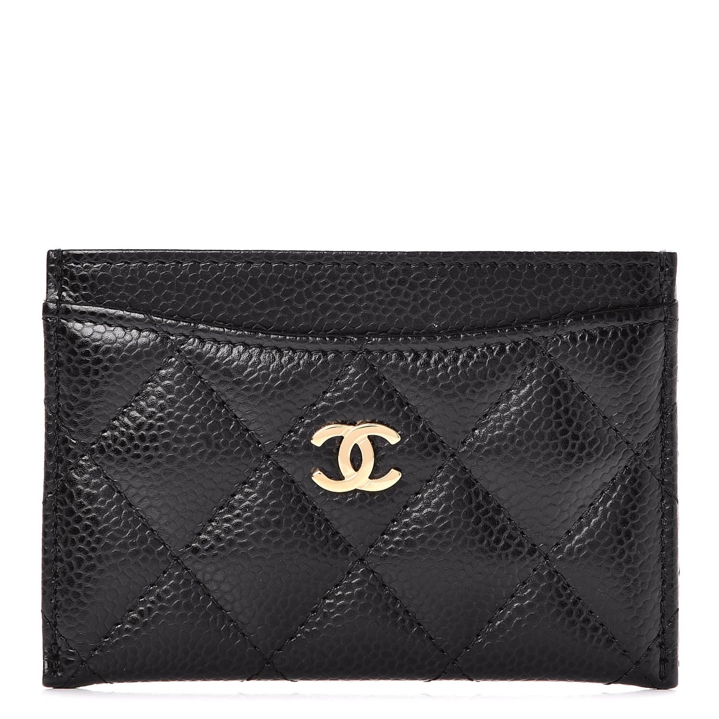 Caviar Quilted Card Holder Black